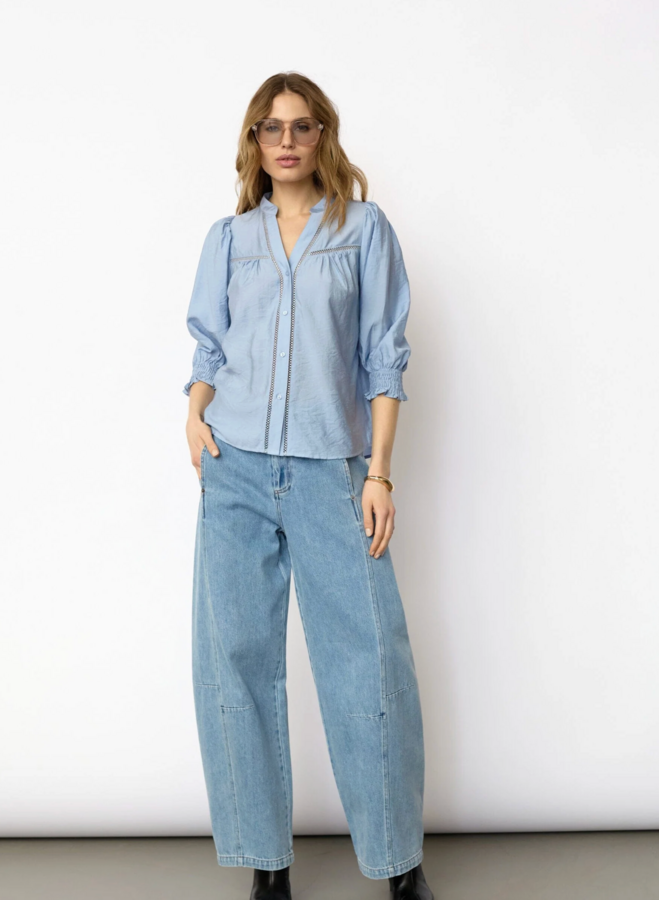 CallumCC Lace Puff V-Shirt Pale Blue Co'Couture