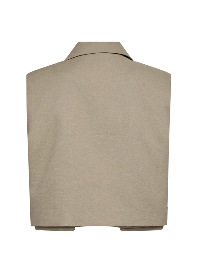 LeilaCC Linen Crop Vest Bisquit Co'Couture