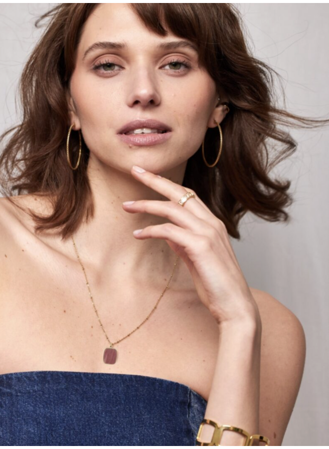Ellen Beekmans Ketting met gemstone hanger / warm roze