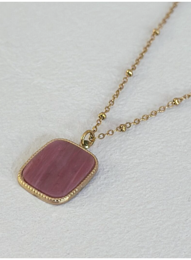 Ellen Beekmans Ketting met gemstone hanger / warm roze