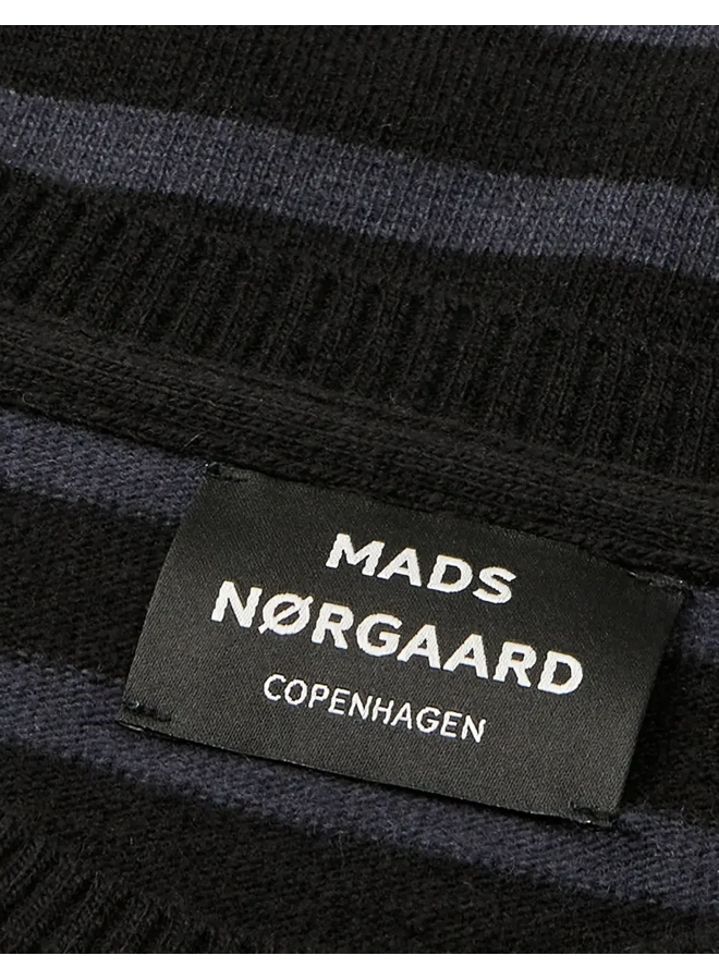 Mads Norgaard Men Super Wool Karsten  Stripe Knit Parisian Night / Black