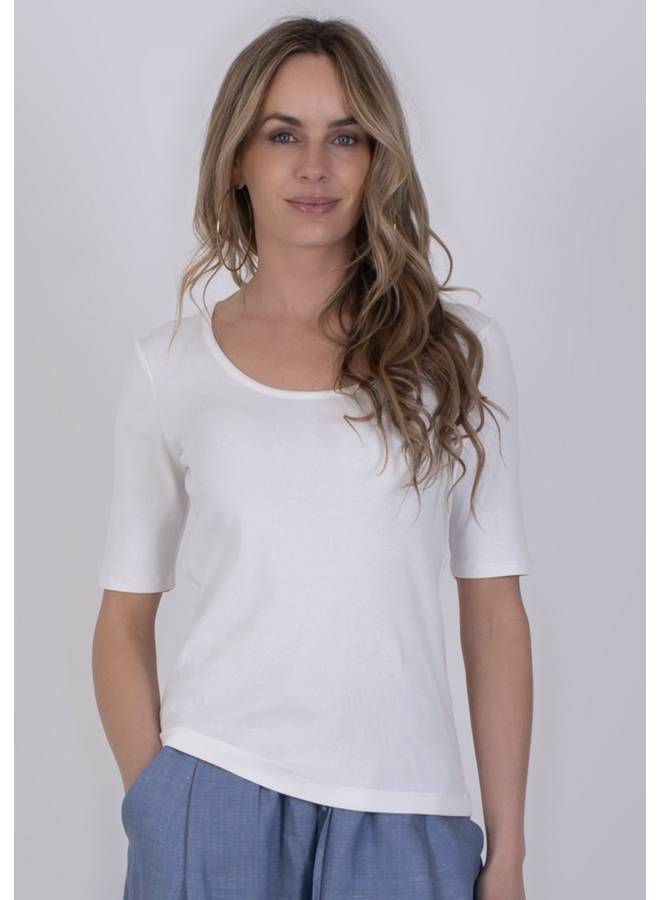 Dames t shirt white cotton korte mouw PERM The Clothed
