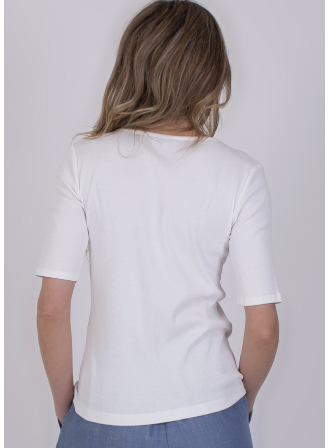 Dames t shirt white cotton korte mouw PERM The Clothed