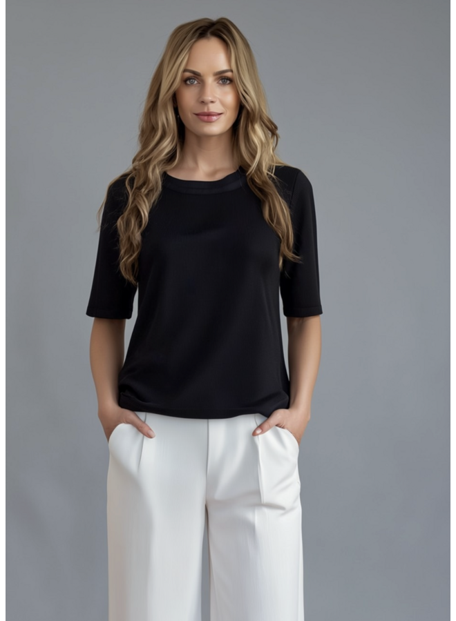 Dames t shirt black cotton korte mouw PERM The Clothed