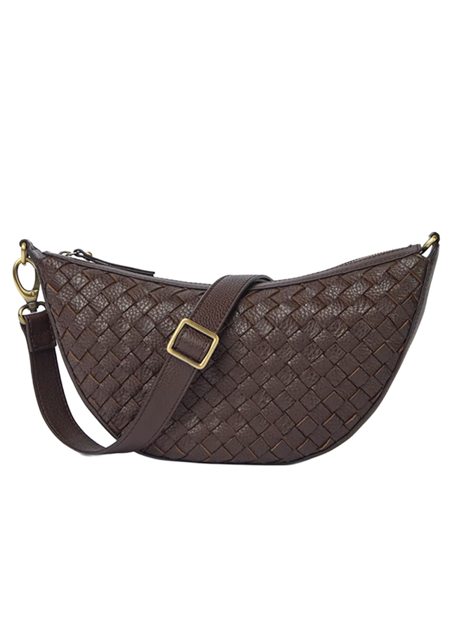 O My Bag Leo Woven Chocolate Soft Grain Leather