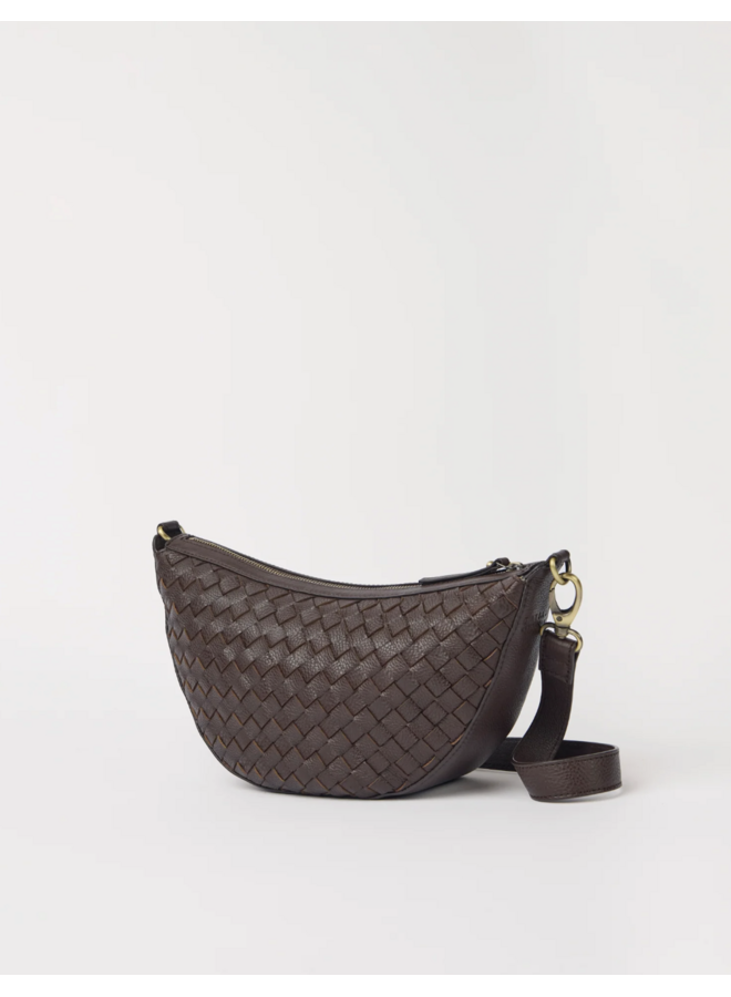 O My Bag Leo Woven Chocolate Soft Grain Leather