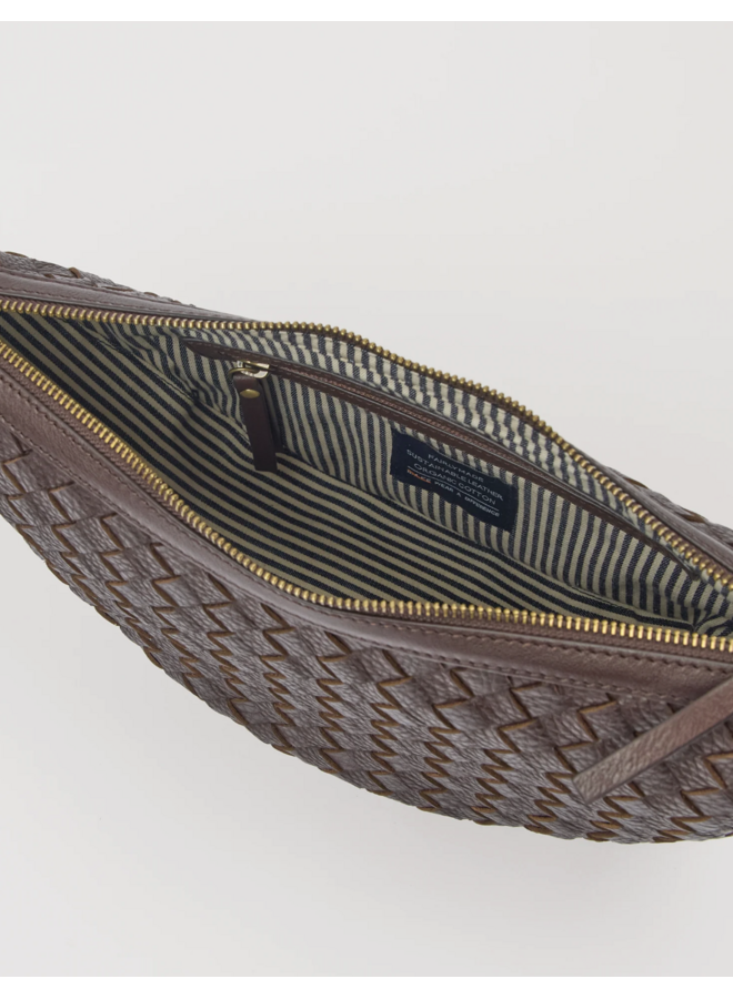 O My Bag Leo Woven Chocolate Soft Grain Leather