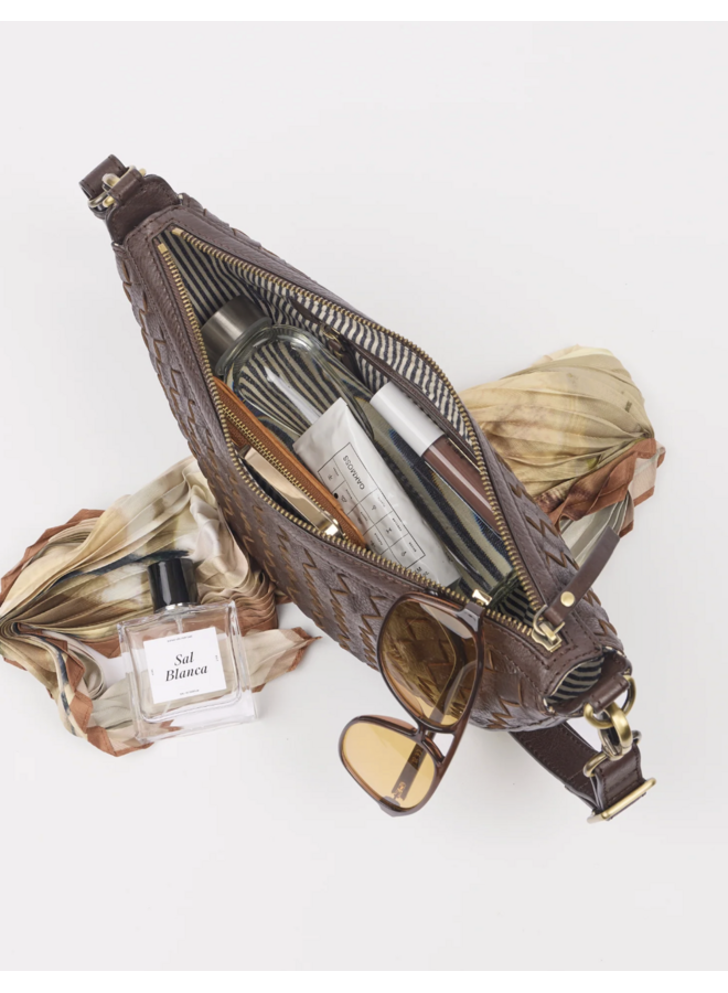 O My Bag Leo Woven Chocolate Soft Grain Leather