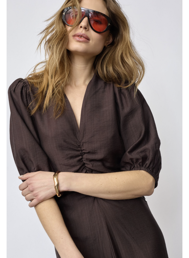 HeraCC SS Puff Dress Dark Brown Co'Couture