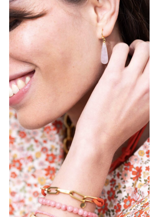 Ellen Beekmans Oorbellen met gemstone pegel / licht roze (3.6cm)