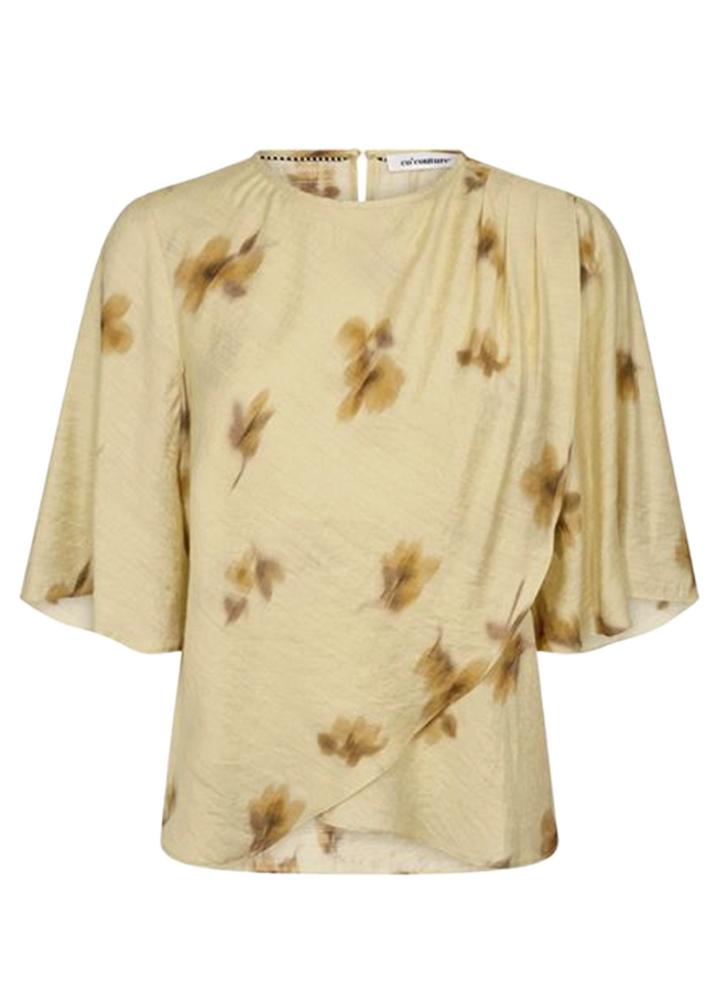 MylaCC Flower Drape SS Blouse Pale Yellow Co'Couture