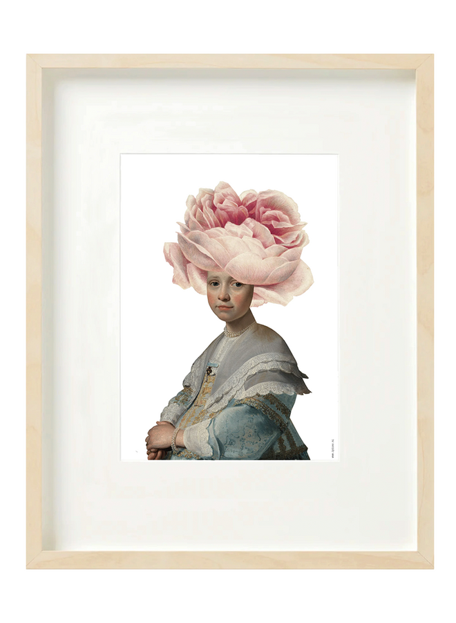 Art Print A4 collage Museum collectie meisje met roos