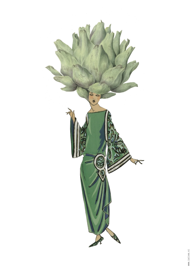 Art Print A4 collage Museum collectie dame artichoke hoofd