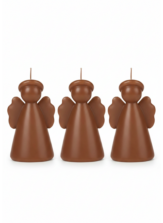 Sculpture Candle Angel Set of 3  Brown