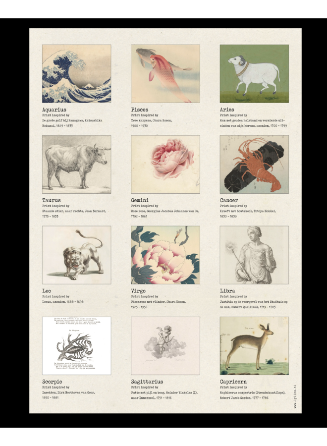Birthday calendar collages Rijksmuseum constellations A4 Lylies