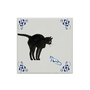 Wall tile collage old Dutch tile of cat and mouse Lylies