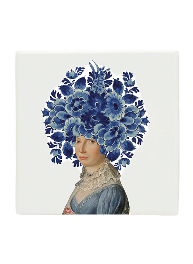 Zaans Museum wall tile collection woman blue flower head Lylies