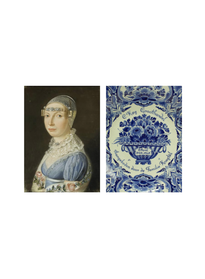 Zaans Museum wall tile collection woman blue flower head Lylies