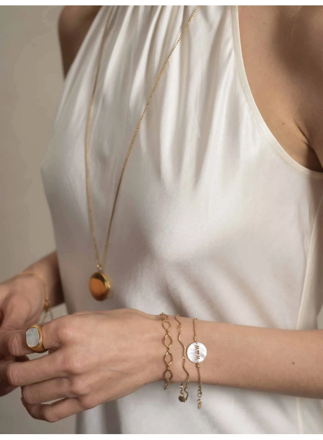 Ellen Beekmans Long Necklace with Round Medallion Pendant