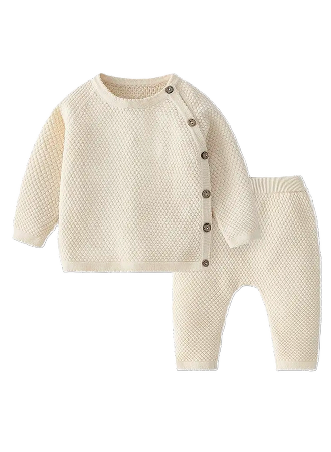 Cotton Knitted Baby Sweater + Pants Set
