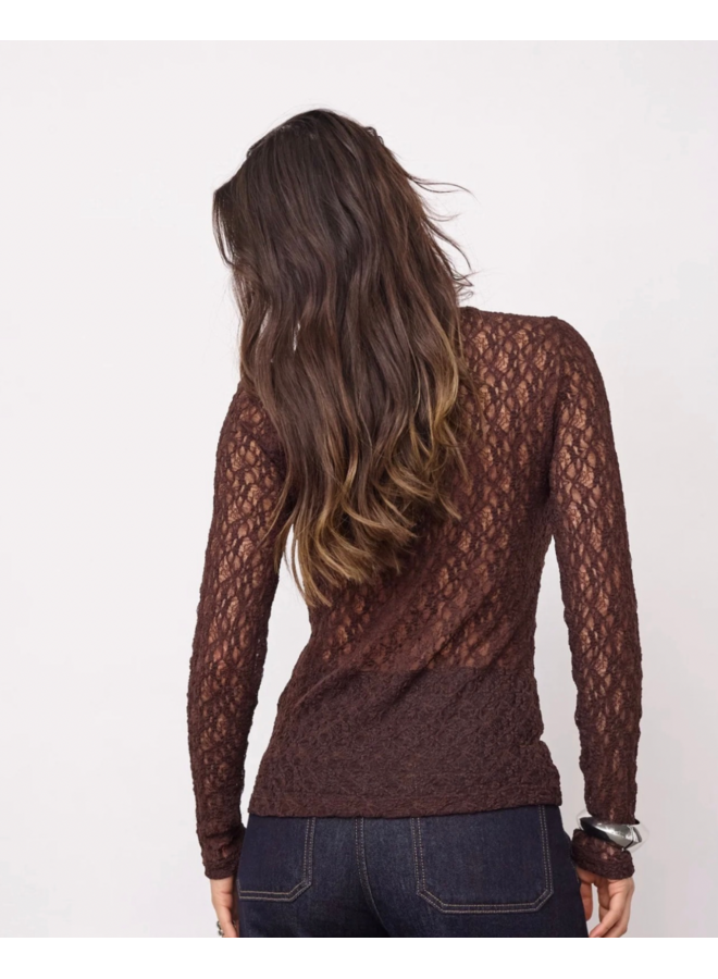 BarnaCC 0-neck blouse dark brown Co'Couture