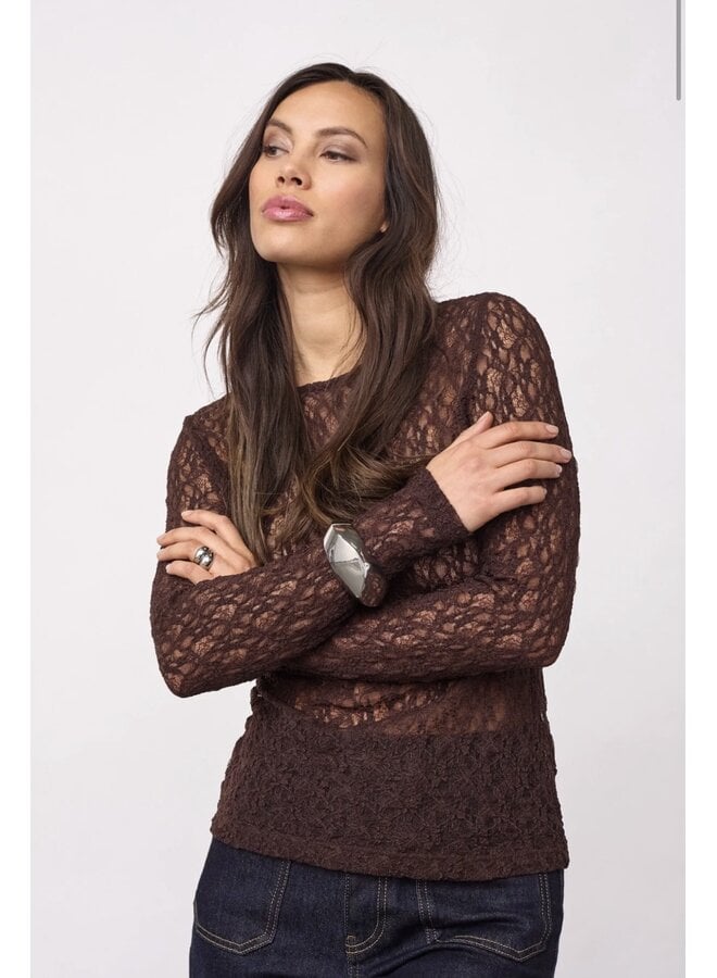 BarnaCC 0-neck blouse dark brown Co'Couture