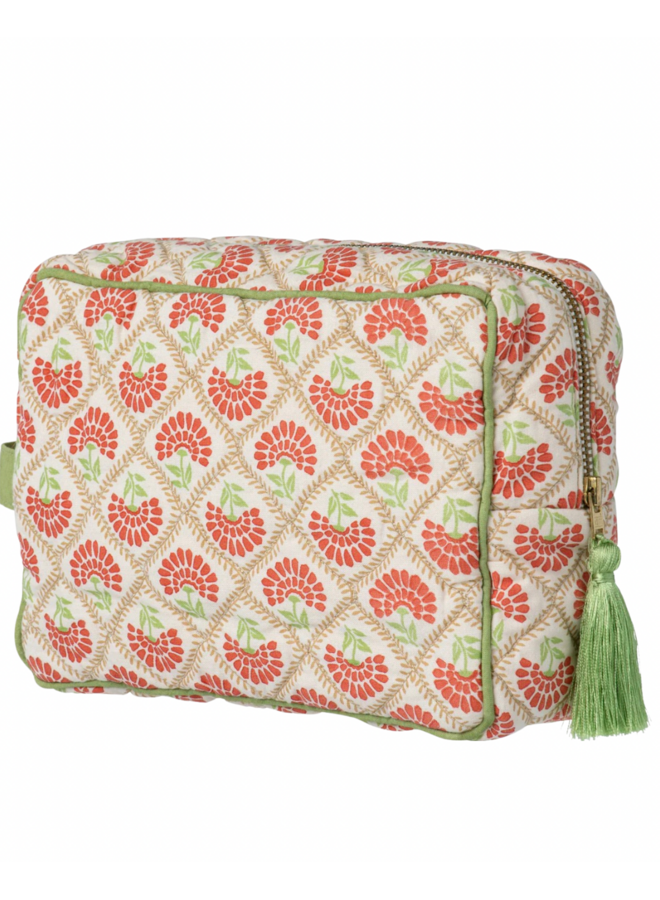 Beauty Bag Carry Coral & Sage Palais