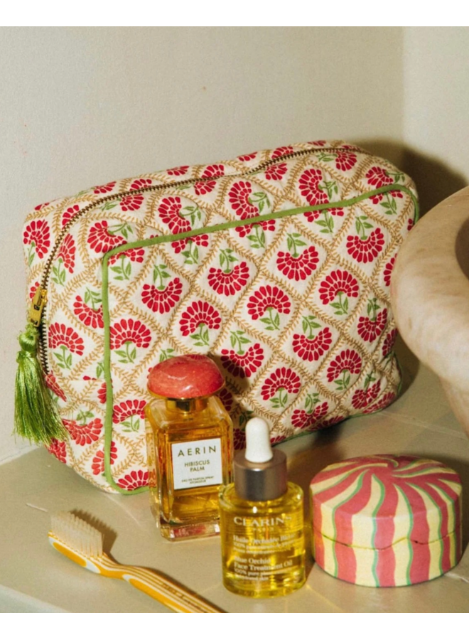 Beauty Bag Carry Coral & Sage Palais
