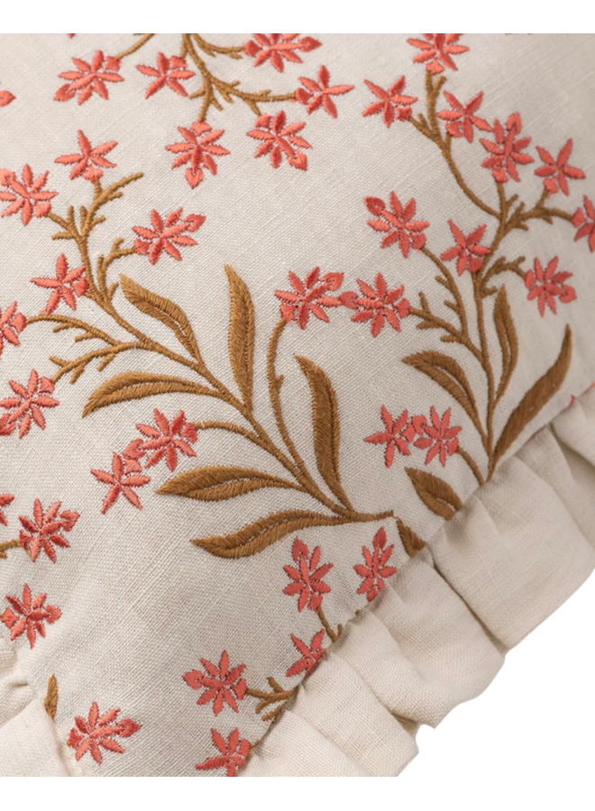 Cushion Audrey Coral & Ecru - Filling included Palais