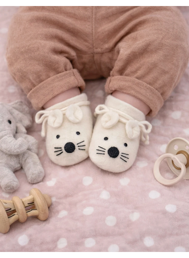 Babybooties felt "mouse" white