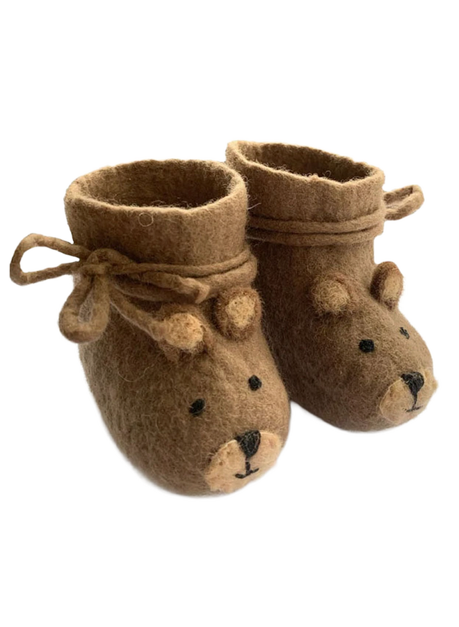 Babyslofjes van vilt beer bruin