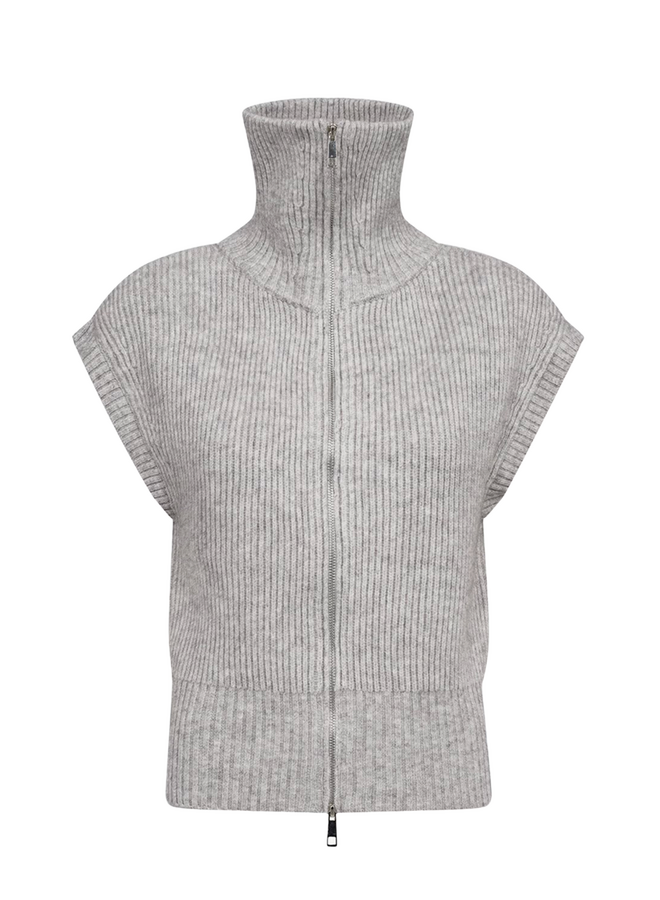 RowCC Zip Knit Vest Grey Melange Co'Couture