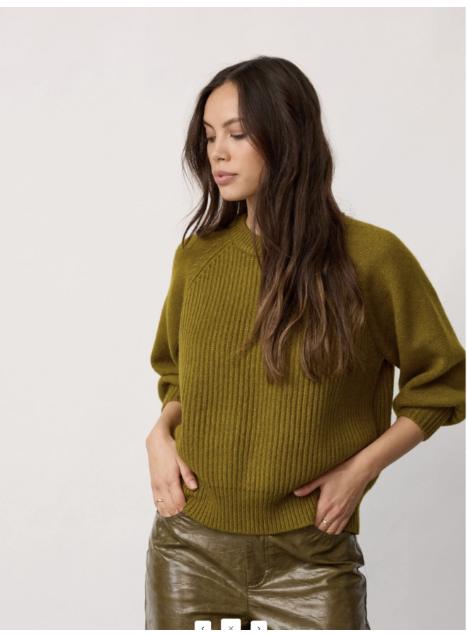 RowCC Puff SS Rib Knit Fern Green Co'Couture