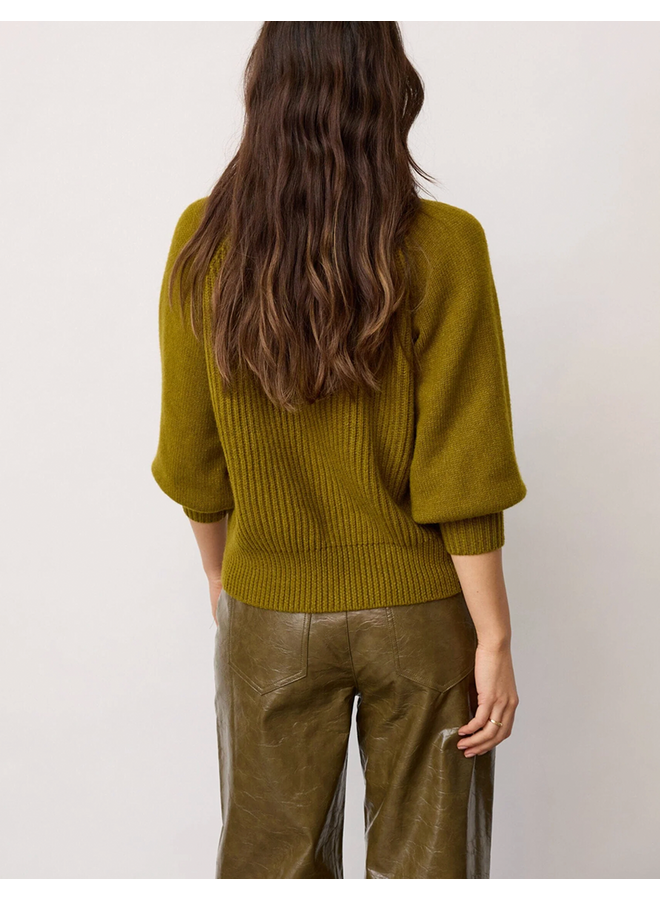 RowCC Puff SS Rib Knit Fern Green Co'Couture