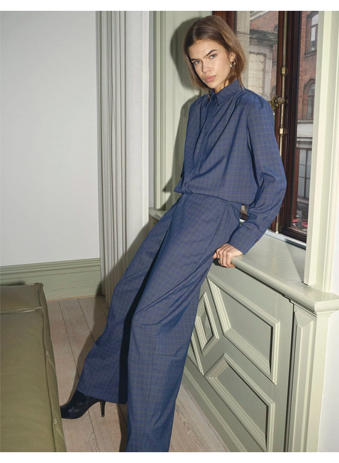 DaxterCC Check Pleat Shirt New Blue Co'Couture