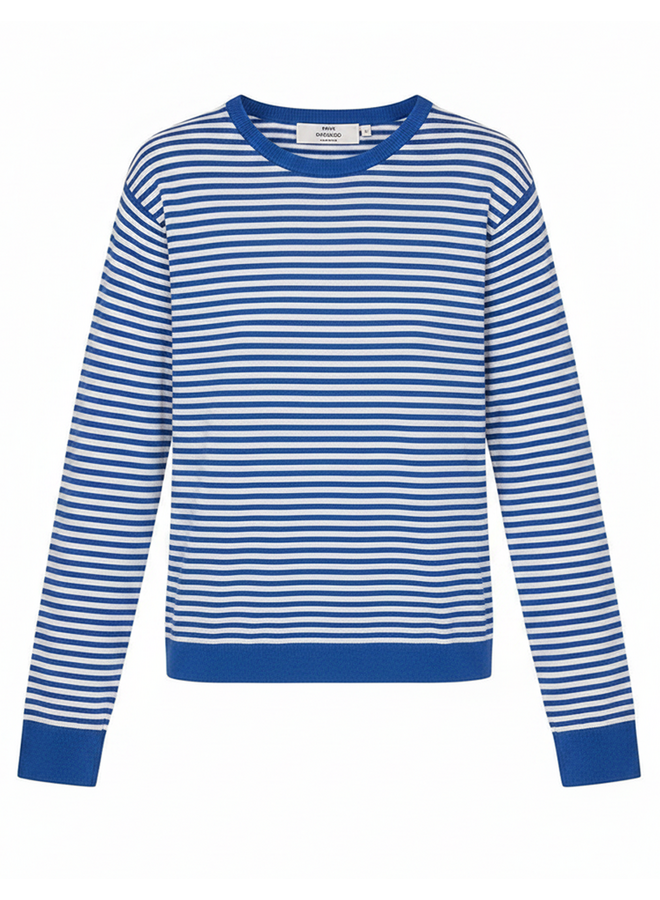 Fine Merino Emma Stripe Knit Lapis Blue/ Vanilla Ice Mads Norgaard