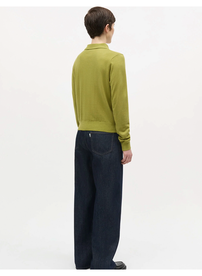 Fine Merino Rosa Polo Knit Green Olive Mads Norgaard