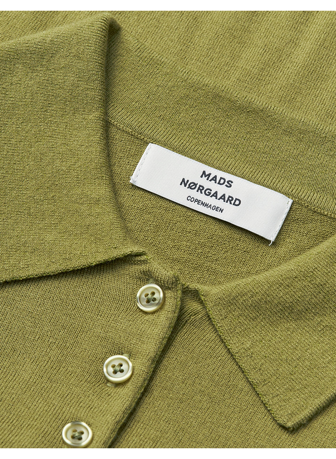 Fine Merino Rosa Polo Knit Green Olive Mads Norgaard