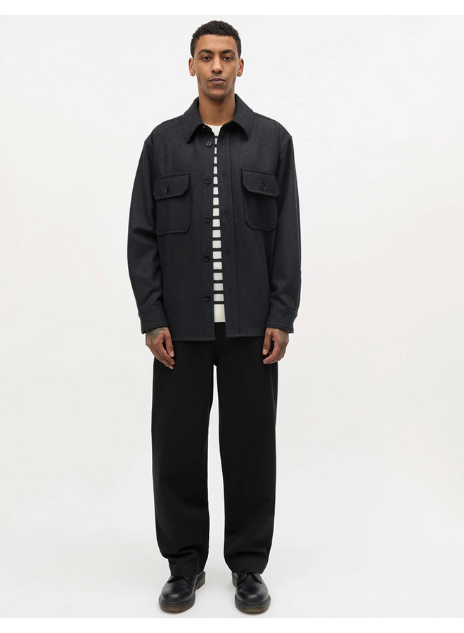 Cotton Twill Henry Pants Black Mads Norgaard MEN