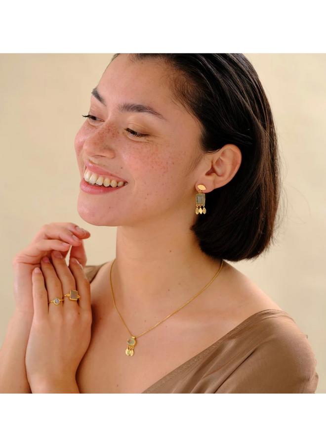 Affectionate Prehnite Earrings Gold Plated A Beautiful Story