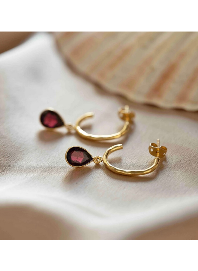 Admiring Garnet Earrings Gold Plated A Beautiful Story