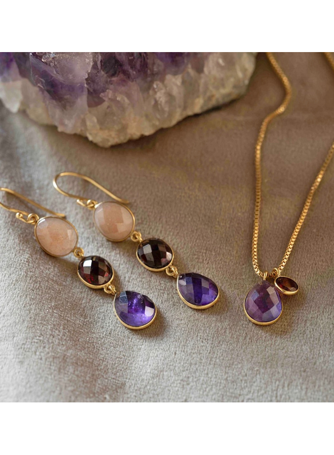 Devote Amethist Garnet Necklace Gold Plated A Beautiful Story