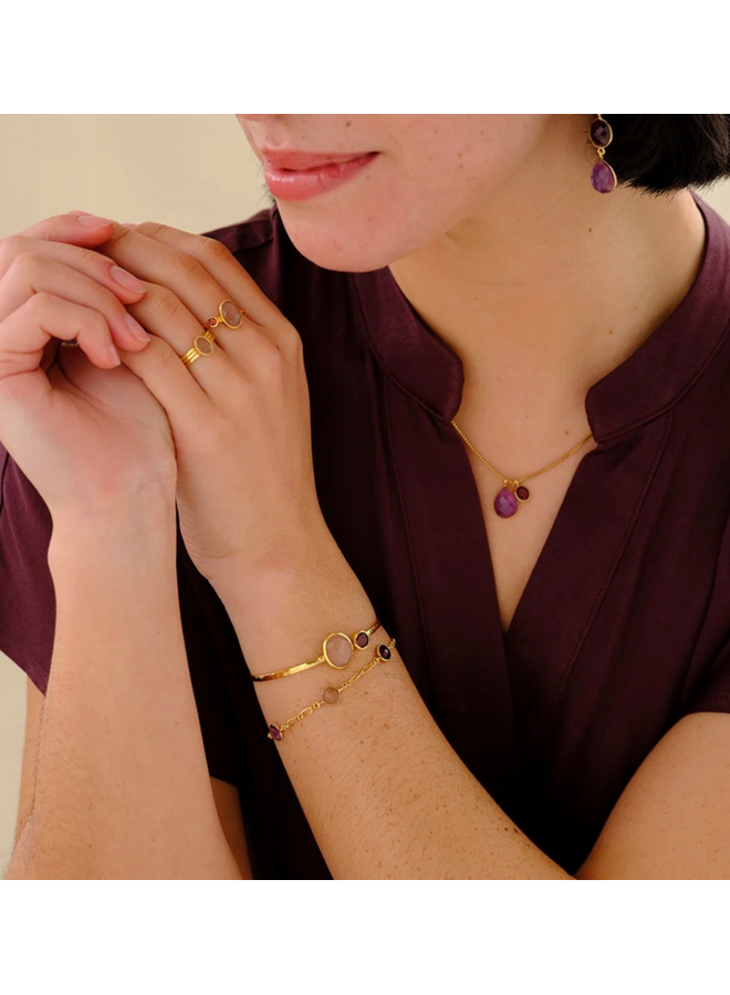 Devote Amethist Garnet Necklace Gold Plated A Beautiful Story