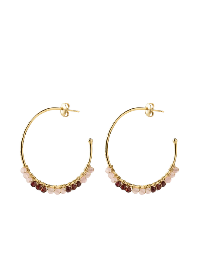 Muse Rose Quartz Garnet Earrings Gold Plated A Beautiful Story
