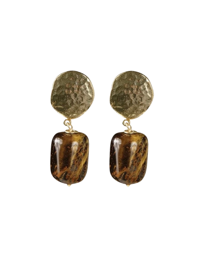 Praise Tiger Eye Earrings Gold Plated A Beautiful Story