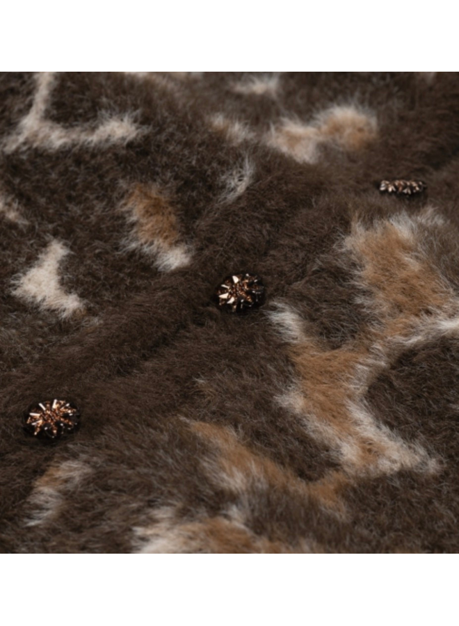 Henry Leopard Cardigan Toffee/ Camel Club Brown Inky Leopard Fabiennne Chapot