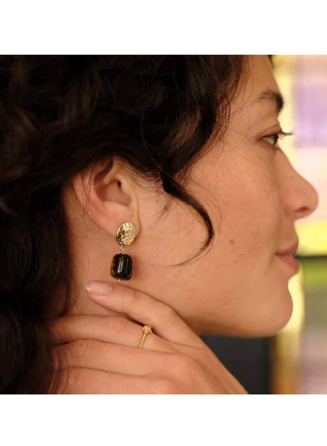 Praise Tiger Eye Earrings Gold Plated A Beautiful Story