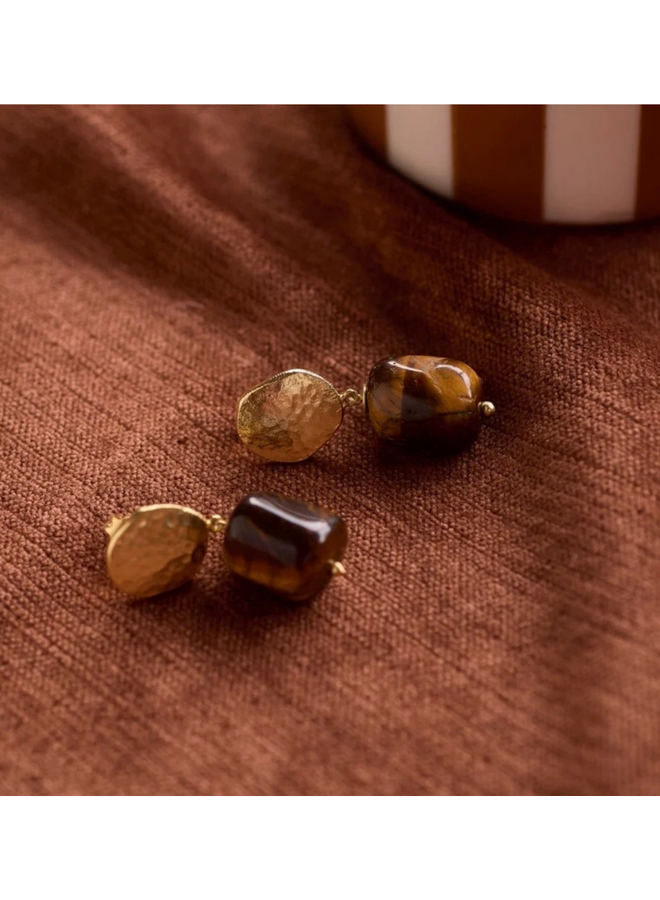 Praise Tiger Eye Earrings Gold Plated A Beautiful Story