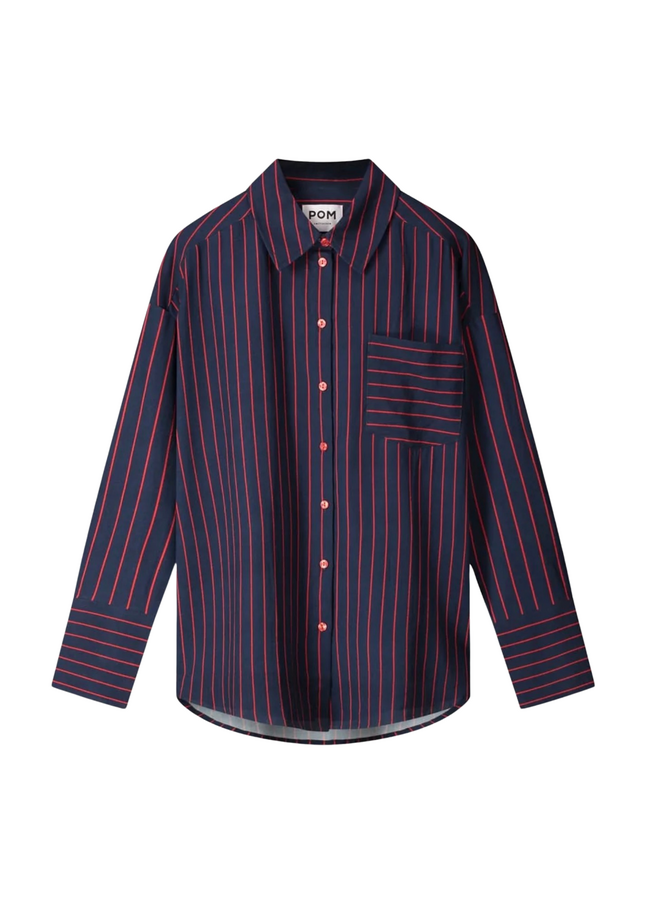 BLOUSE Beau Twill Striped Blue Pom Amsterdam