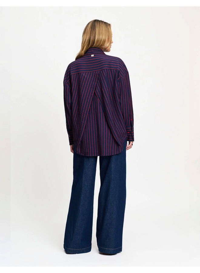 BLOUSE Beau Twill Striped Blue Pom Amsterdam